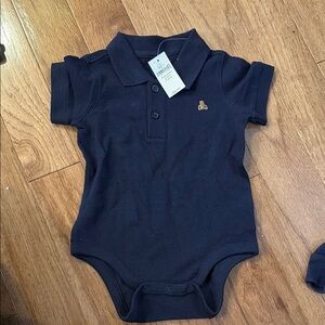 Navy Blue Polo Baby Onesie